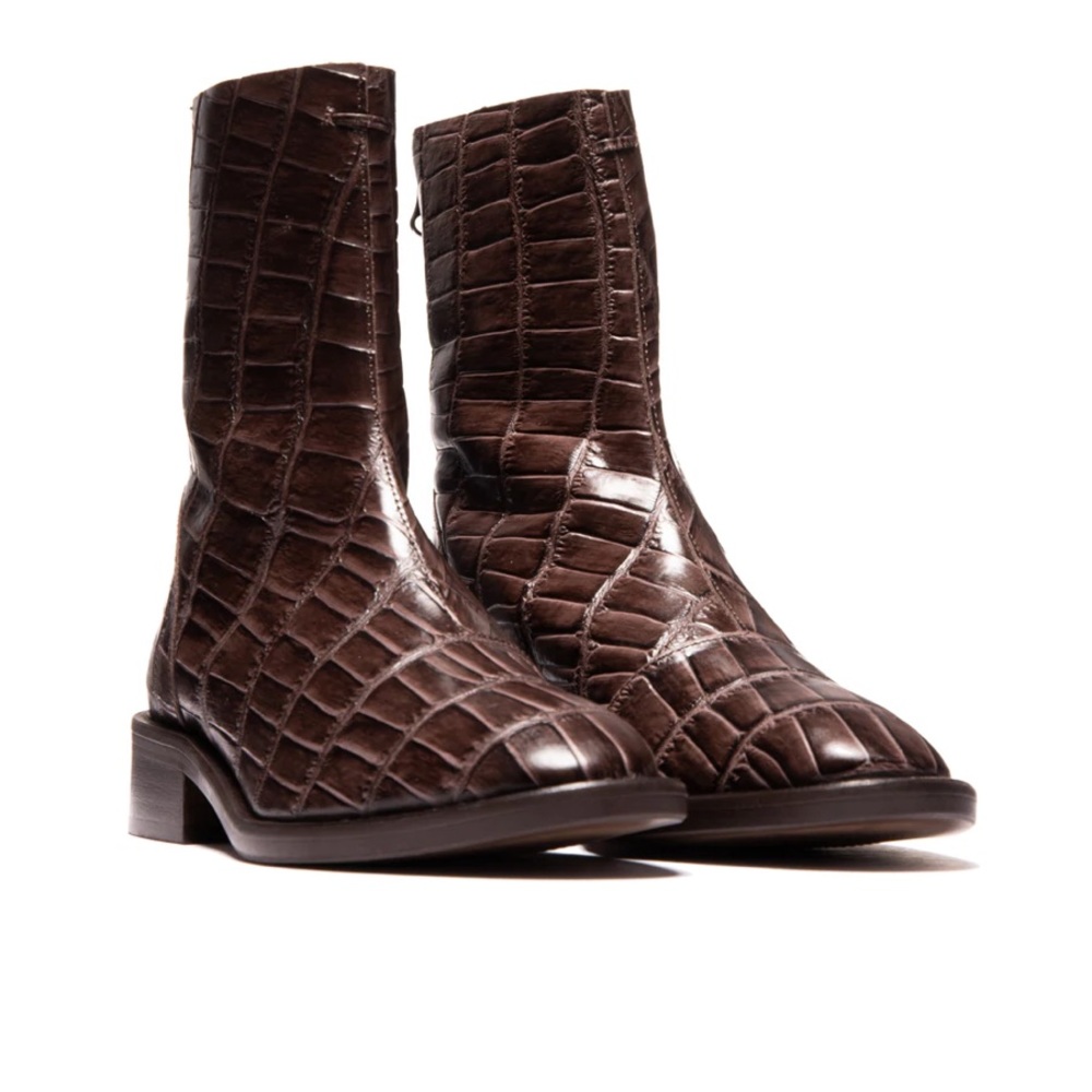 L’Intervalle Blue Croco Leather Booties.